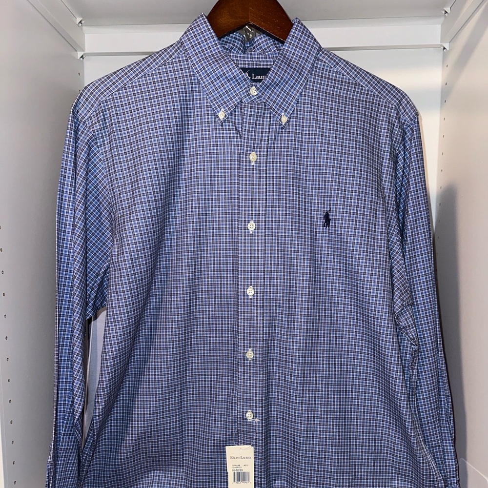 NWT Men’s Ralph Lauren Poplin Shirt Size 16.5 - 32/33